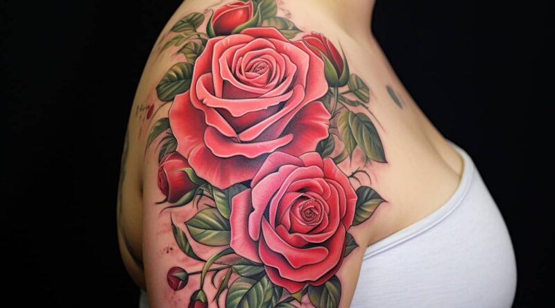 Tattoo artist sketching a rose design on paper