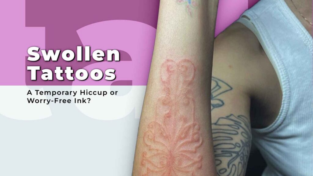 A fresh tattoo on a leg wrapped in clear plastic wrap for initial protection.