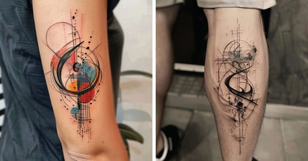 Healed abstract tattoo showing good aging