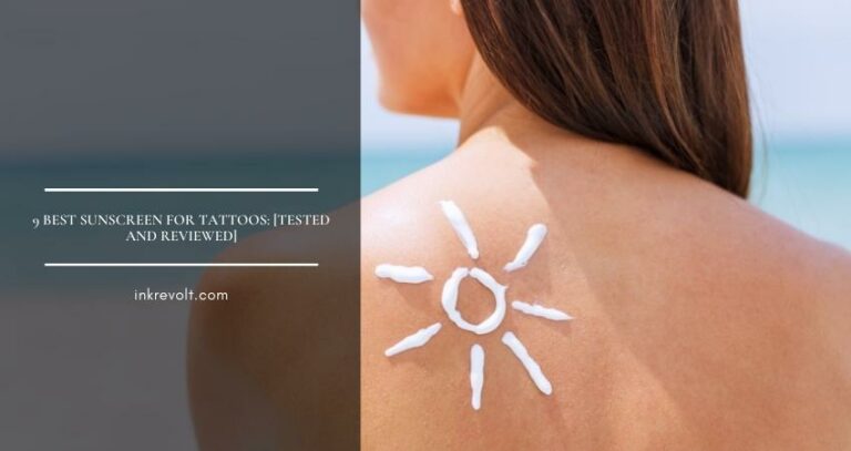 Nghệ sĩ xăm đang cẩn thận dán giấy in stencil lên cánh tay khách hàng trước khi xăm.