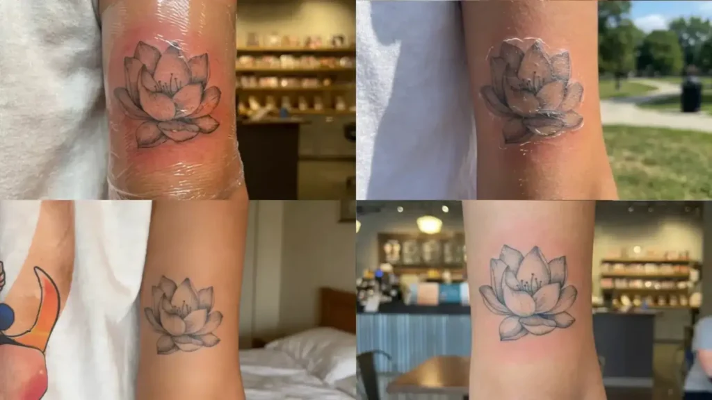 Fresh tattoo with mild, normal redness on the arm