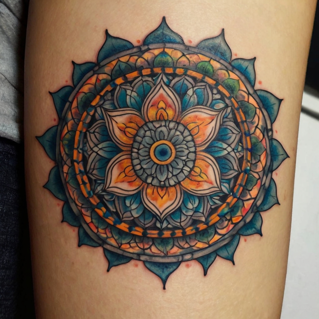 Close-up of a healed fine line tattoo