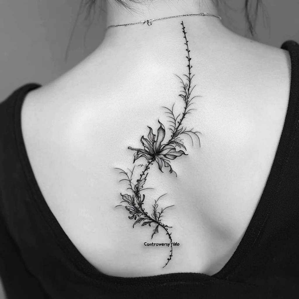 Thiết kế hình xăm blackwork thể hiện độ tương phản giữa nét đậm và nét mảnh.