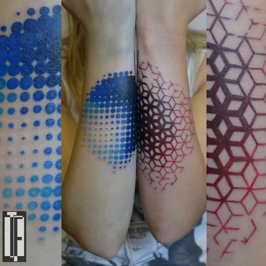 Hình xăm geometric band theo đường cong tự nhiên của cơ bắp tay.