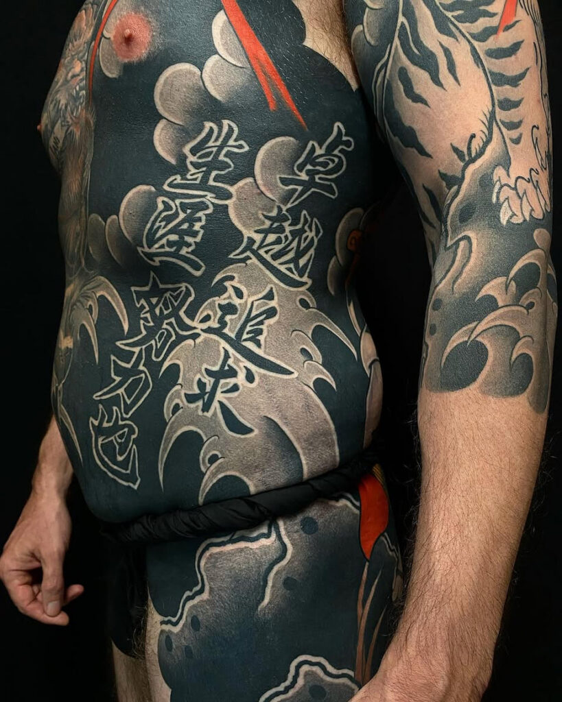 Common Japanese traditional motifs: dragon, koi fish, and peony, each with distinct symbolic meanings.