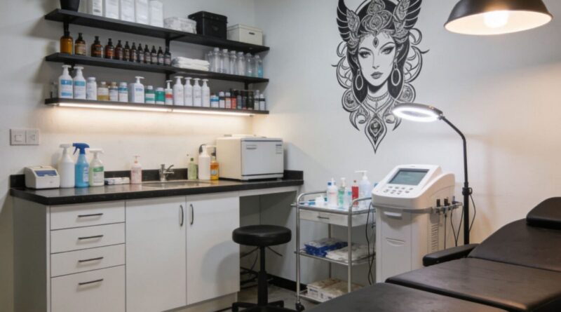 Tattoo artist applying a micro realism tattoo on a client's arm