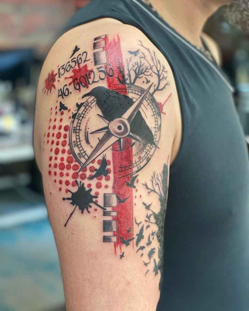 Applying moisturizer on a healed red and black tattoo.