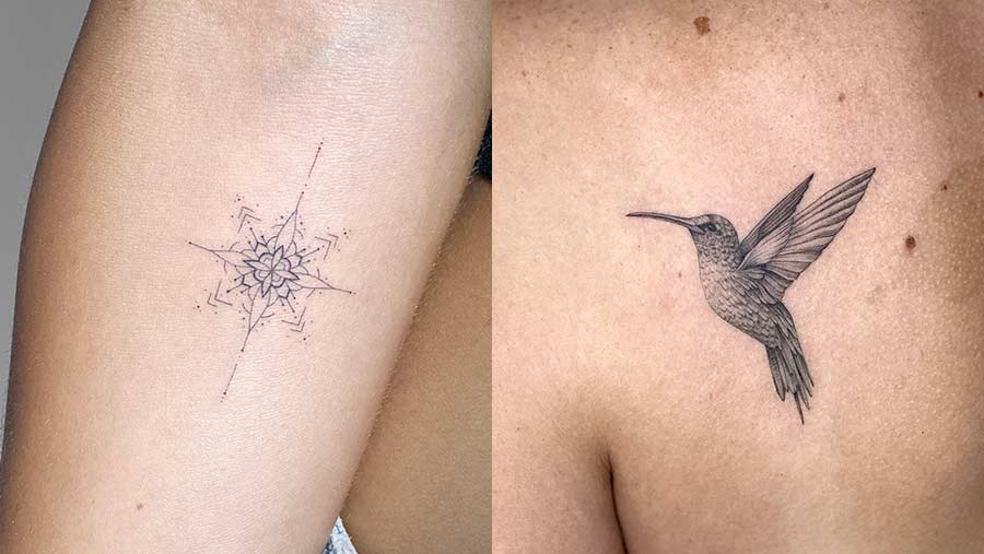 Micro realism tattoo on wrist, fine detail