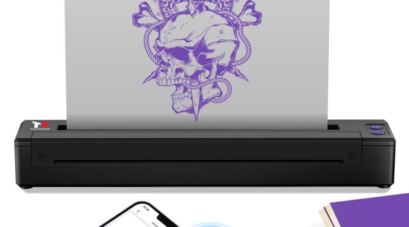 A tattoo artist placing a stencil paper into a thermal copier, ready to create a transfer.