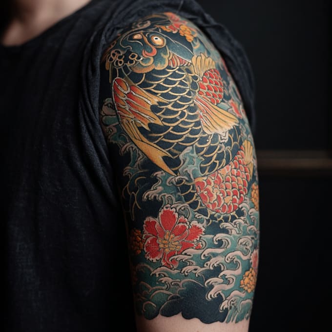 A healed sleeve featuring maple leaves and chrysanthemum, representing autumn motifs.