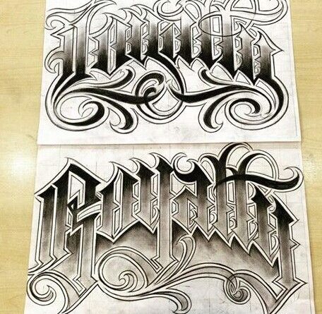 Planning Chicano lettering starts with stencil sketches that map flow before skin.