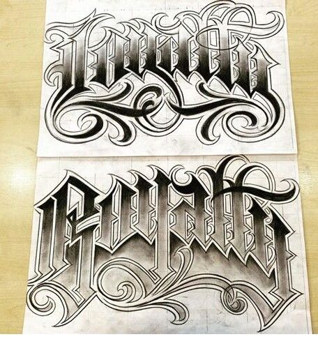 Lên kế hoạch lettering Chicano bắt đầu bằng bản phác stencil để định hình dòng chảy trước khi lên da.
