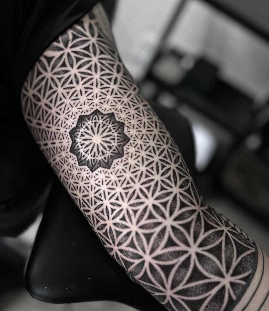 A healed fine line tattoo showing crisp lines