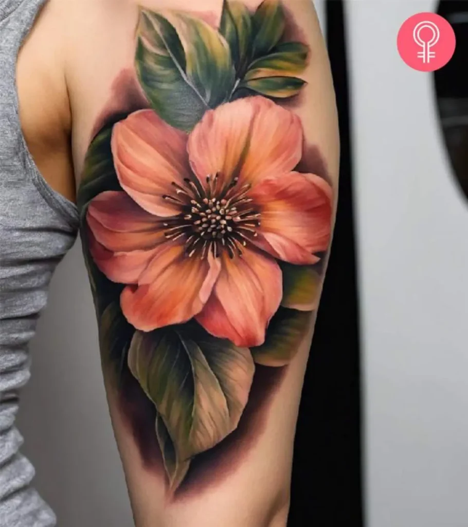 Negative space creating contrast in an ornamental forearm tattoo