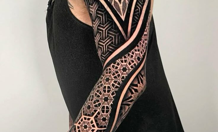 Ornamental tattoo design sketch with rhythmic patterns