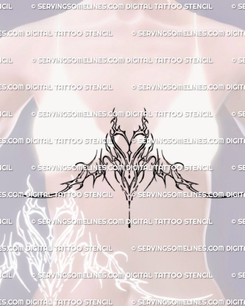 Stencil placement aligned with the sternum